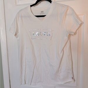 Levi's White T-Shirt with Silver Logo